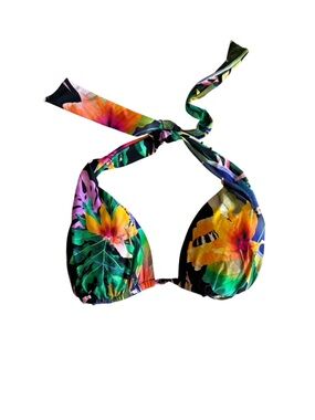 Mynah Tropical Floral Tie-Front Bandeau Top - Multicolor Size S